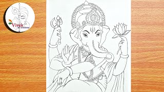 How to Draw Lord Ganesha in Lord Shiva Style  Easy Step by Step Drawing of Lord Ganesha [upl. by Killy]