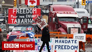 Ottawa locals plead for end of trucker protest in Canadian capital  BBC News [upl. by Adalbert]