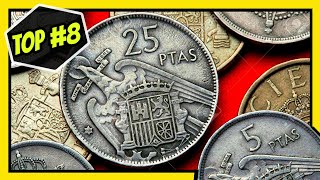 🚩 TOP 8 Monedas ESPAÑOLAS mas VALIOSAS 19391975  PESETAS El Mundo de las Monedas [upl. by Maxia123]