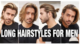 4 LONG HAIRSTYLES FOR MEN  Mens Hair Tutorial [upl. by Enedan379]