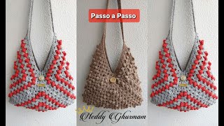 Bolsa de Crochê Econômica Sacola de Crochê Passo a Passo Prof Neddy Ghusmam [upl. by Darrill]