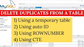 DELETE DUPLICATE ROWS FROM A TABLE IN SQL  4 ways [upl. by Adnohsed]