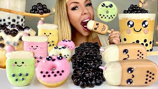 ASMR BUBBLE TEA CAKE TAPIOCA BOBA LAVA CAKE CAKE POPSICLES MUKBANG 먹방 [upl. by Zaccaria]