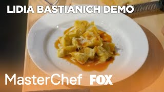 Lidia Bastianich Demonstrates How To Make The Perfect Agnolotti  MASTERCHEF [upl. by Yht836]