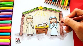 Cómo dibujar el Nacimiento de Jesús Navidad  How to draw the Birth of Jesus [upl. by Cesare485]