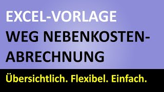 ExcelVorlageWEGNebenkostenabrechnung Einführung [upl. by Komarek]