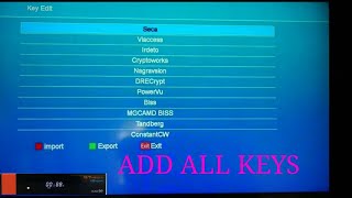 how to Add a biss key and power vu key on GT media v8 nova 2021 [upl. by Eniar255]