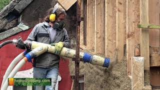 Spraying a Hempcrete Wall [upl. by Nuahs416]