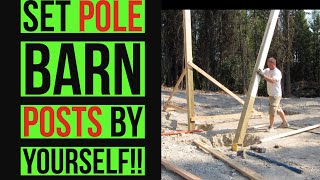 How To Set Posts To Build A Pole Barn Yourself DIY [upl. by Enneirda]