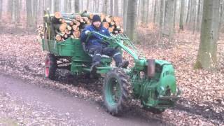 Agria 2800 mit Völker Triebachsanhänger Brennholztransport [upl. by Gurolinick980]