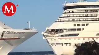 Chocan cruceros en Cozumel durante maniobras de atraque [upl. by Adalbert]