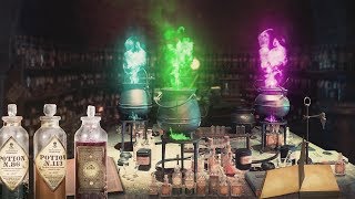 Snapes potions Classroom ⚗️🐍 ASMR Harry Potter Ambience ⚡ Brewing amp bubbling cauldron Relax Study [upl. by Rednav]