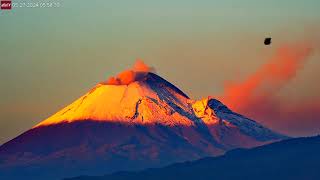 May 27 2024 Beautiful Sunrise at Popocatepetl Volcano near Mexico City [upl. by Linetta]