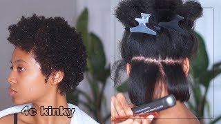 SILK PRESS on 4C twa NATURAL HAIR at home blowoutflat iron J Mayo [upl. by Melonie]