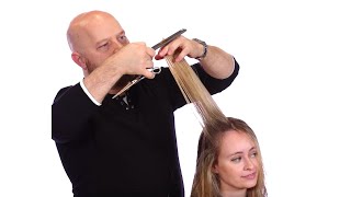 Medium Length Layers Haircut Makeover Tutorial  TheSalonGuy [upl. by Llecrup]