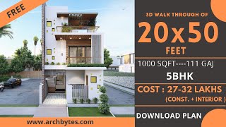 2050 House Design 3D  1000 Sqft  111 Gaj  5 BHK  Modern Design  Terrace Garden  6x15 Meters [upl. by Isnam]