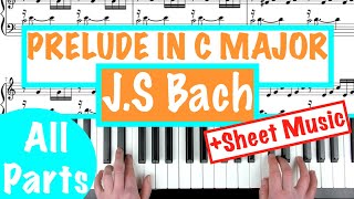 How to play PRELUDE IN C MAJOR by JS Bach Piano Tutorial  Sheet Music [upl. by Grissel865]