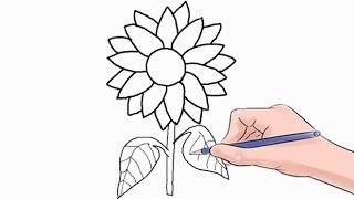 How to Draw a Sunflower Easy Step by Step [upl. by Yknip]