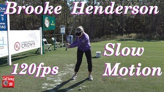 BROOKE HENDERSON 120fps SLOW MOTION FACE ON IRON GOLF SWING [upl. by Gentry]