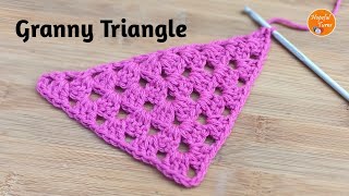 Easy Crochet Triangle Shawl for BEGINNERS  GRANNY TRIANGLE Motif [upl. by Namie99]