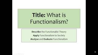 A Sociology AQA Theories Functionalism [upl. by Hax]