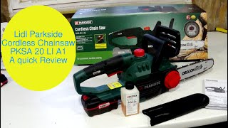 Lidl Parkside Cordless Chainsaw PKSA 20LI A1 Review [upl. by Onahpets452]