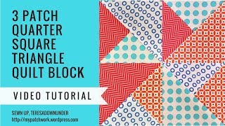 2 minute video tutorial 3 quarter square triangles quilt block [upl. by Lledniuq]